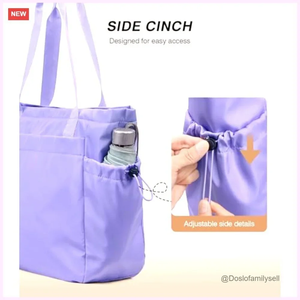 Large Lightweight Tote Bag with Zipper Compartments for Work Travel Gym